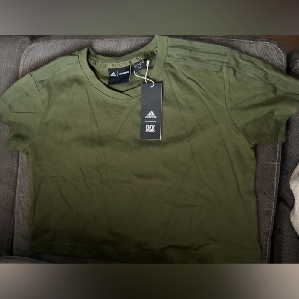 Girls Adidas Ivy Park Crop Olive green Tshirt